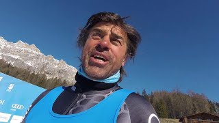 Kristian Ghedina testa la Vertigine nuova pista nera di Cortina [upl. by Aneekas]