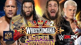 Roman Reigns The Rock Vs Cody Rhodes Seth Rollins Wwe WrestleMania trending videogames wwe live [upl. by Aible]