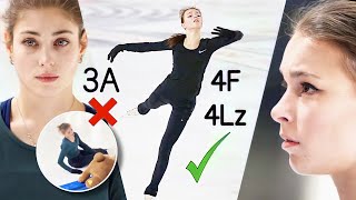 Anna lands her Quads Alena attempting 3A falls Wakaba Triple Axel   IDF 2021 Practice [upl. by Hgeilhsa]