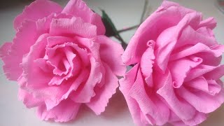 diy crafthow to make a easy paper flower using crepe papercrepe paper flower rose [upl. by Gariepy929]