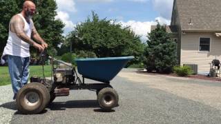 Wheelbarrow with an engine Part 2 Modified from a Scotts 1642 riding mower running [upl. by Morrill]