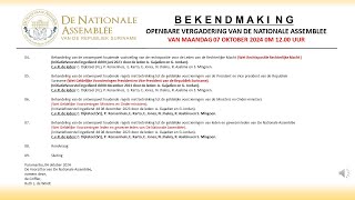 07 OKTOBER 2024  OPENBARE VERGADERING VAN DE NATIONALE ASSEMBLEE [upl. by Langston]