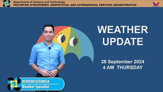 Public Weather Forecast issued at 4AM  September 26 2024  Thursday [upl. by Ened]