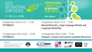 Computational Linguistics in Bulgaria 2024 TUTORIALS 11 September 2024 [upl. by Helban]