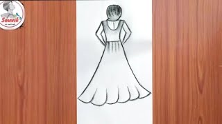 pencil sketch  step bystep very easyhow to draw girl lehenga drawing girl drawingBest friend [upl. by Eural]