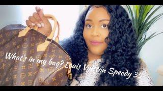 WHATS IN MY HANDBAG  Louis Vuitton Speedy 35  Whitney Bella [upl. by Lambard393]