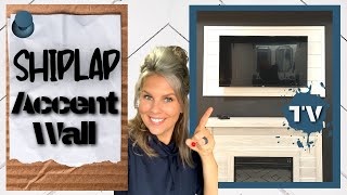 DIY Framed Shiplap around TV  What to do with Leftover Shiplap [upl. by Eletnahs]