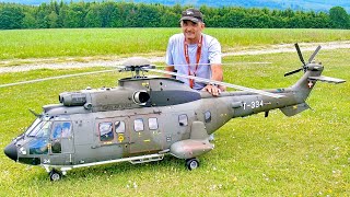 HUGE MODEL  RC AS332 SUPERPUMA  SCALE ELECTRIC MODEL HELICOPTER  FLIGHT DEMONSTRATION [upl. by Ahsirkal]