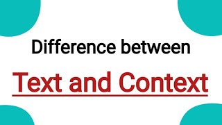 Difference between Text and Context  Text vs Context  Discourse Studies learnenglishliterature [upl. by Norby]