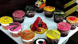 Cupcakes platter for mehndi  fondant bride  tutorial [upl. by Notyep770]