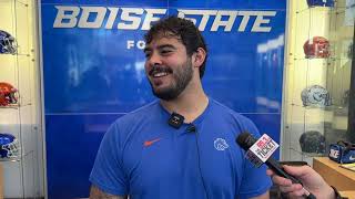 Boise State RG Roger Carreon talks about returning from injury ahead of Mountain West title game [upl. by Josy472]