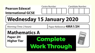 Wednesday 15 January 2020 IGCSE Edexcel Mathematics A Paper 2H Higher Tier 4MA12H [upl. by Vladamar]