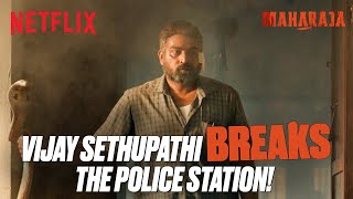 Vijay Sethupathi STUNS The Police Station 😱😳  Maharaja  Netflix India [upl. by Lebana]