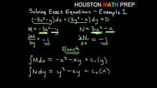 Exact Differential Equations  Example 1 [upl. by Akinorev]