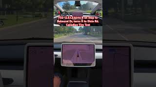 FSD 12513 turns R on Stop then turns R to Dixie Rd Canadian Tire Test teslafsd fsdbeta fsd [upl. by Ynatirb259]