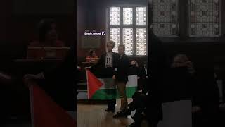 ProPalestine activist disrupts Nancy Pelosi’s speech at University of Oxford [upl. by Aterg]