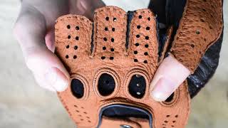 Mens Fingerless Peccary Leather Driving Cycling Sport Gloves 2019 Closer Look [upl. by Yenruoj749]