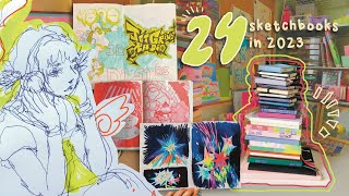 i worked in 24 sketchbooks in 2023 ✷ full sketchbook tour [upl. by Riek]