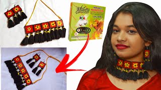 Homemade jewellery by coil packetসুতা দিয়ে গহনা বানানোsutar harsutar dul bananoKhadijas craft [upl. by Landis]