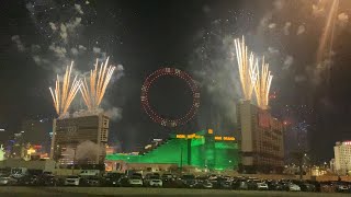 LIVE Tropicana Implosion Drone show Fireworks and the Towers Come Down [upl. by Viafore]