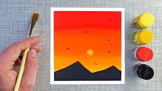 Sunset painting  Poster colour painting ideas for beginners [upl. by Yelir]