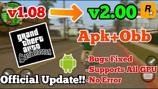 GTA San Andreas v200 APKOBBOfficial UpdateNo ErrorBugs Fixed [upl. by Kohl]