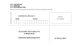 Matura biologia  maj 2017  poziom rozszerzony  stara podstawa  CKE [upl. by Goldfarb]