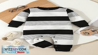 Newborn Baby Boy Casual Black amp White Striped Long Sleeve Romper Cute Review [upl. by Benedick770]