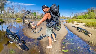 SOLO 24hr Backpack Survival In ALLIGATOR ALLY Danger Close [upl. by Lorola]