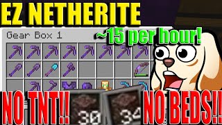 Ancient Debris  Netherite Scrap EZ Mining Tutorial  No Mods No TNT No Beds  Minecraft [upl. by Aillil]