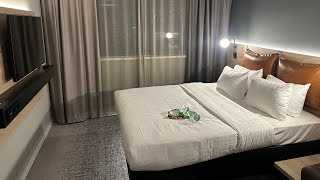 Moxy Stuttgart Feuerbach Hotel in Germany by Marriott  One King Bed room  Review  Breakfast [upl. by Morice721]