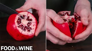 The Best Way to Cut Open a Pomegranate  Simple amp MessFree Method  Food amp Wine [upl. by Ettelrats]