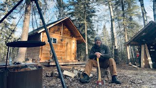 COOL fall day maintaining a tiny cabin in the boreal forest [upl. by Ojeillib]