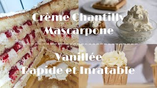 ✨Crème Chantilly Mascarpone Vanillée Recette Facile InratableGâteauLayerCakeDessertPâtisserie✨ [upl. by Havener]