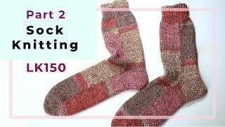 Part 2 Sock knitting on LK150 knitting machine  flat side seams Bickford and stretchy bind off [upl. by Aima627]