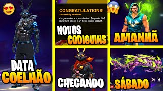 DATA COELHÃO AZUL NOVOS CODIGUINS SKIN DE GADO RECARGAS NOVIDADES FREE FIRE CALENDARIO SEMANAL [upl. by Nanah]