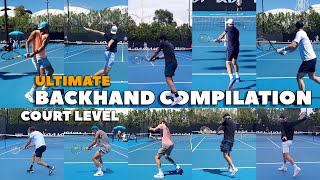 Slow Motion ATP Backhand Technique Compilation  Court Level DoubleHanded amp OneHanded 4K 60FPS [upl. by Haleak]