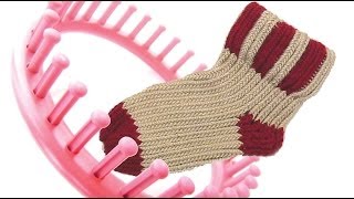 How to knit a sock on a round knitting loom socks [upl. by Lexy667]