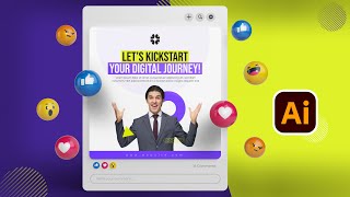 Social Media Post Design  Digital Journey Post  Illustrator Tutorial  Techup Solutions [upl. by Zechariah351]