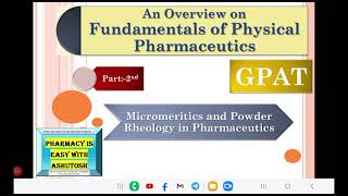 GPAT a start Physical Pharmaceutics Micromeritics and Powder Rheology Part 2nd Theory Lecture gpat [upl. by Tnomed]