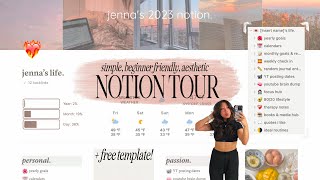 notion tour  FREE template❤️‍🔥simple aesthetic beginnerfriendly amp using a reg planner postgrad [upl. by Eba955]