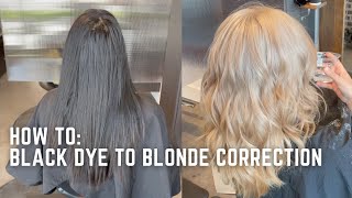 Black to Blonde Color correction Tutorial  hair transformation from box dye to blonde in one day [upl. by Asyle]