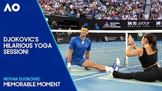 Novak Djokovic Shows Off Flexibility in Yoga Session  Australian Open 2024 [upl. by Allbee]