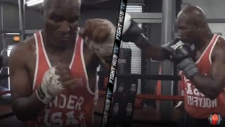 EVANDER HOLYFIELD TRAINING FOR MIKE TYSON COMEBACK FIGHT LOOKS IN TERRIFIC BOXING SHAPE [upl. by Hoxsie345]