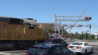 UP 726 Florin Flyer Local Switching amp SACRT  Mather Field Rd Railroad Crossing Rancho Corsova CA [upl. by Etnaid]