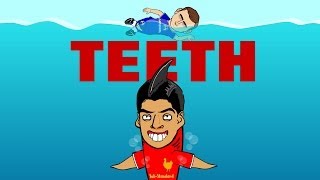 SUAREZ BITE Luis Suarez in JAWS PARODY REMAKE 442oons football cartoon [upl. by Rellia]