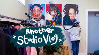 Studio Vlog ☆ making tote bags paint with me amp set up studio [upl. by Woodman]