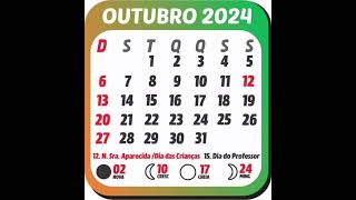 Calendário de outubro de 2024 [upl. by Tteltrab]