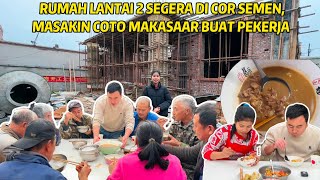 AKHIRNYA RUMAH LANTAI 2 AKAN DI COR SEMEN MASAKIN COTO MAKASSAR BUAT PEKERJA SEMUA SANGAT SUKA [upl. by Ydnat]