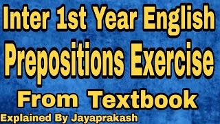 Prepositions Exercise From Textbook  Inter 1st Year English  Explained By Jayaprakash [upl. by Aisayn]